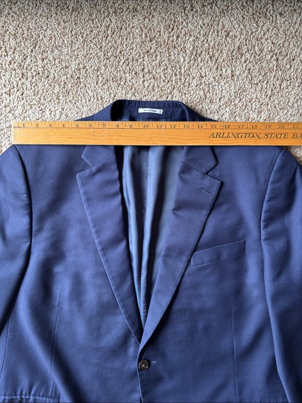 Peter Millar Classic Navy Blue Hopsack Wool 2 Btn Blazer Jacket Coat 48 L Tall